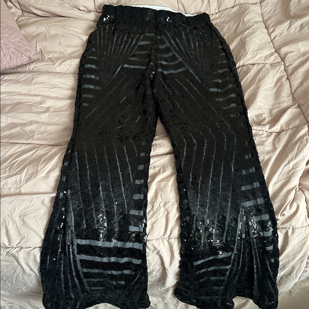 Women’s Black Sequin Flared Pants